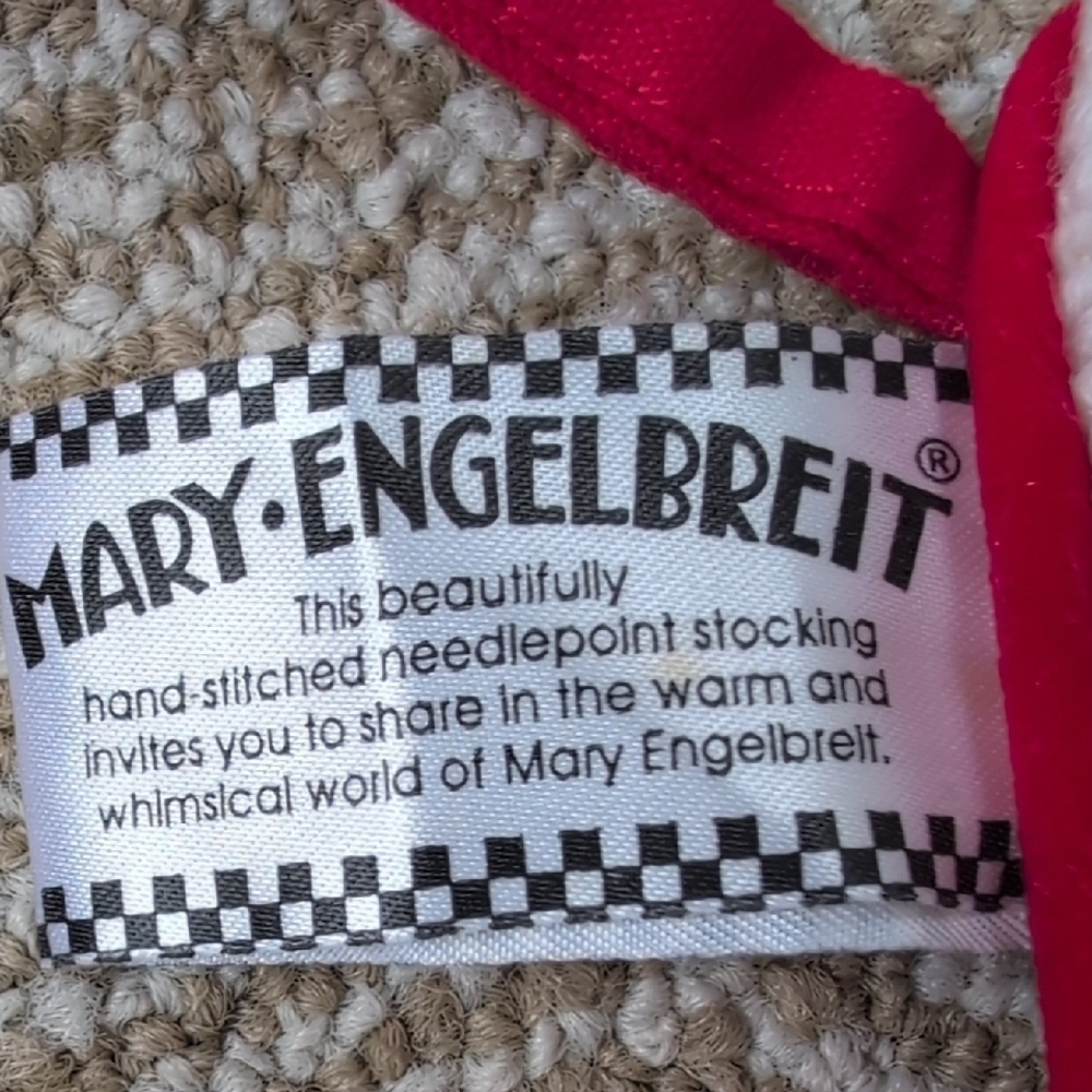 Mary Engelbreit Vintage Santa Snowman Needlepoint Velvet Holiday Stockings - Picture 2 of 11